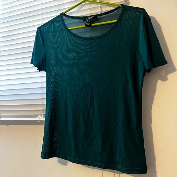 Mesh Sheer Top Deep Sea/Forest Green - Picture 1 of 8